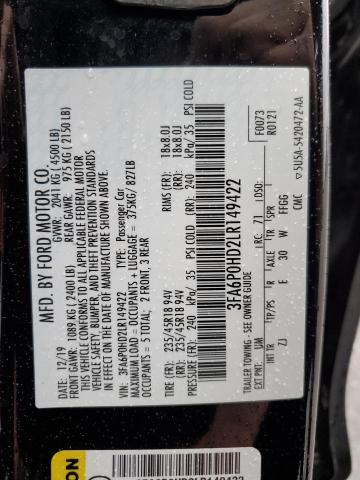 2020 FORD FUSION SE 3FA6P0HD2LR149422