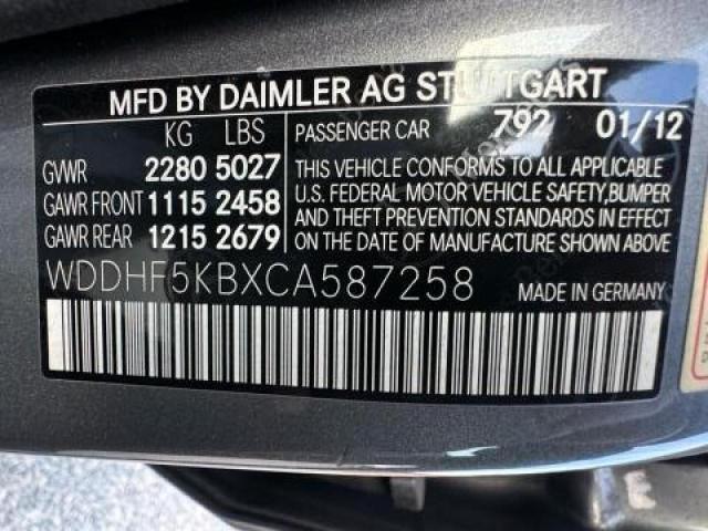 2012 Mercedes-Benz E 350 VIN: WDDHF5KBXCA587258 Lot: 45174404