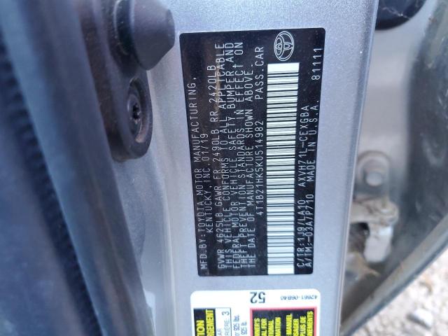 2019 TOYOTA CAMRY HYBR 4T1B21HK5KU514982