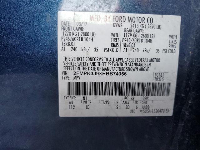 2017 FORD EDGE SEL - 2FMPK3J9XHBB74056