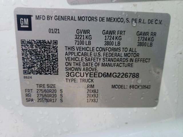 2021 CHEVROLET SILVERADO - 3GCUYEED6MG226788