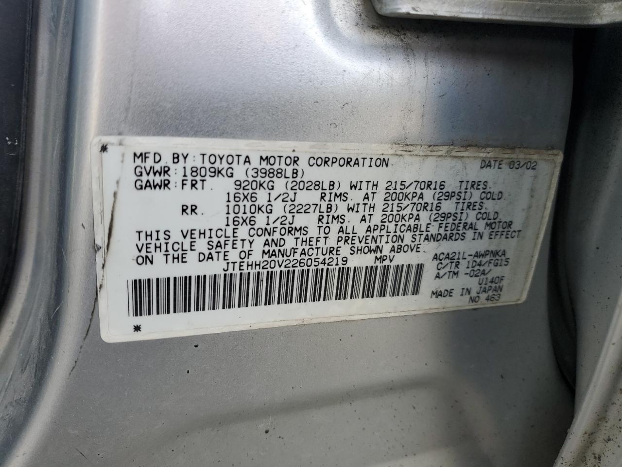 jtehh20v226054219 JTEHH20V226054219 2002 Toyota Rav4