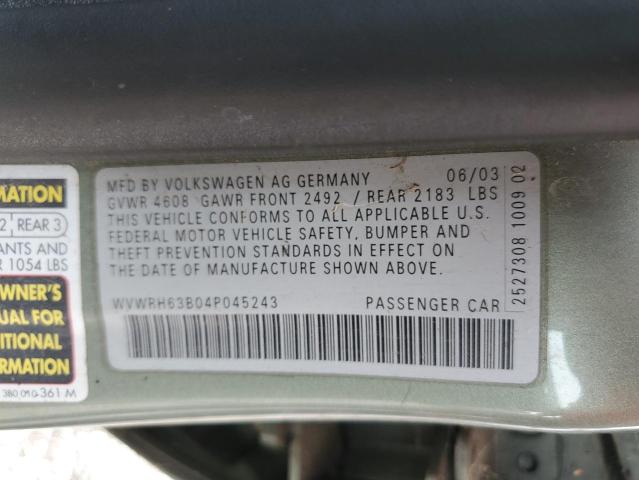 2004 Volkswagen Passat Glx VIN: WVWRH63B04P045243 Lot: 43037814