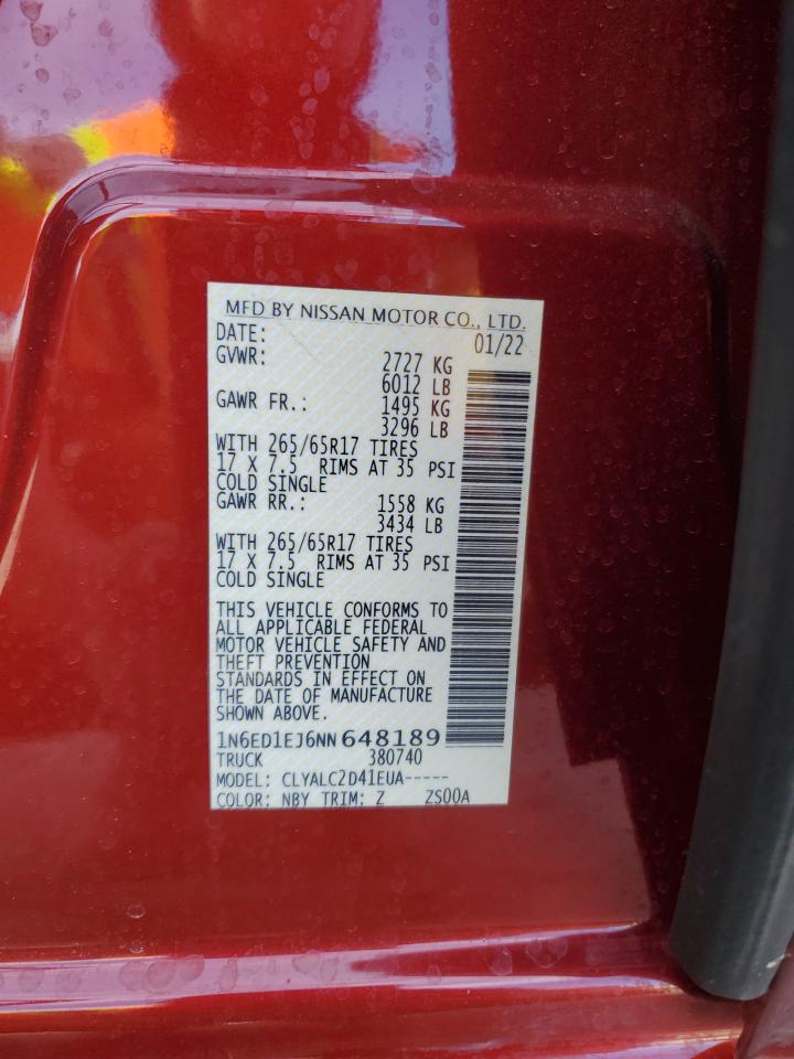 1N6ED1EJ6NN648189 NISSAN FRONTIER 2022