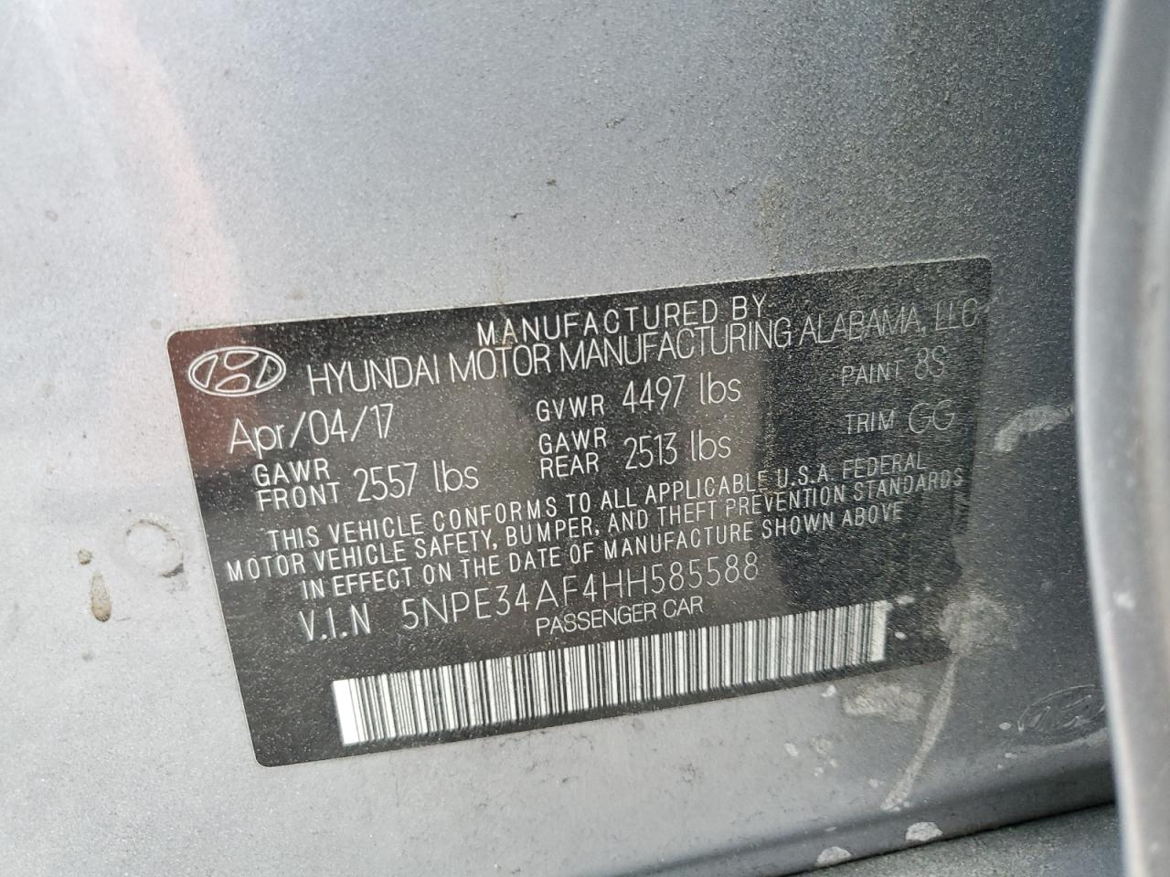 5NPE34AF4HH585588 2017 Hyundai Sonata Sport