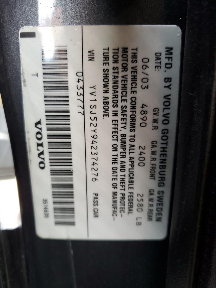 yv1sj52y942374276 YV1SJ52Y942374276 2004 Volvo V70 R