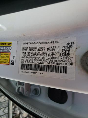 2019 HONDA ACCORD EX 1HGCV1F4XKA128209