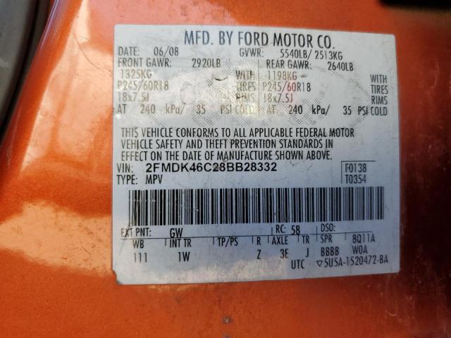 2008 Ford Edge Se VIN: 2FMDK46C28BB28332 Lot: 43759944