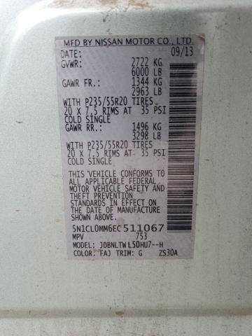 2014 Infiniti Qx60 Hybrid VIN: 5N1CL0MM6EC511067 Lot: 43999214