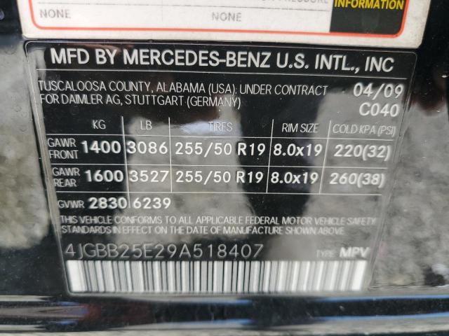 2009 Mercedes-Benz Ml VIN: 4JGBB25E29A518407 Lot: 44348874