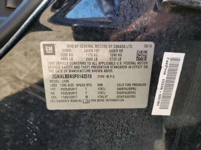 2015 Chevrolet Equinox Lt VIN: 2GNALBEK0F6143510 Lot: 44409994