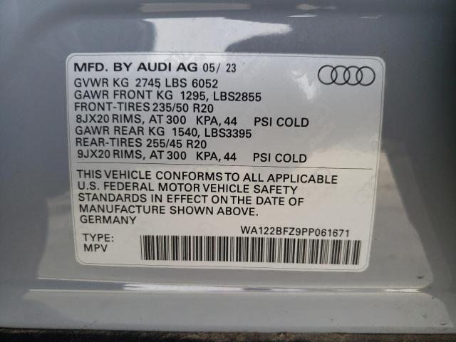2023 Audi Q4 E-Tron Sportback Premium VIN: WA122BFZ9PP061671 Lot: 43550014