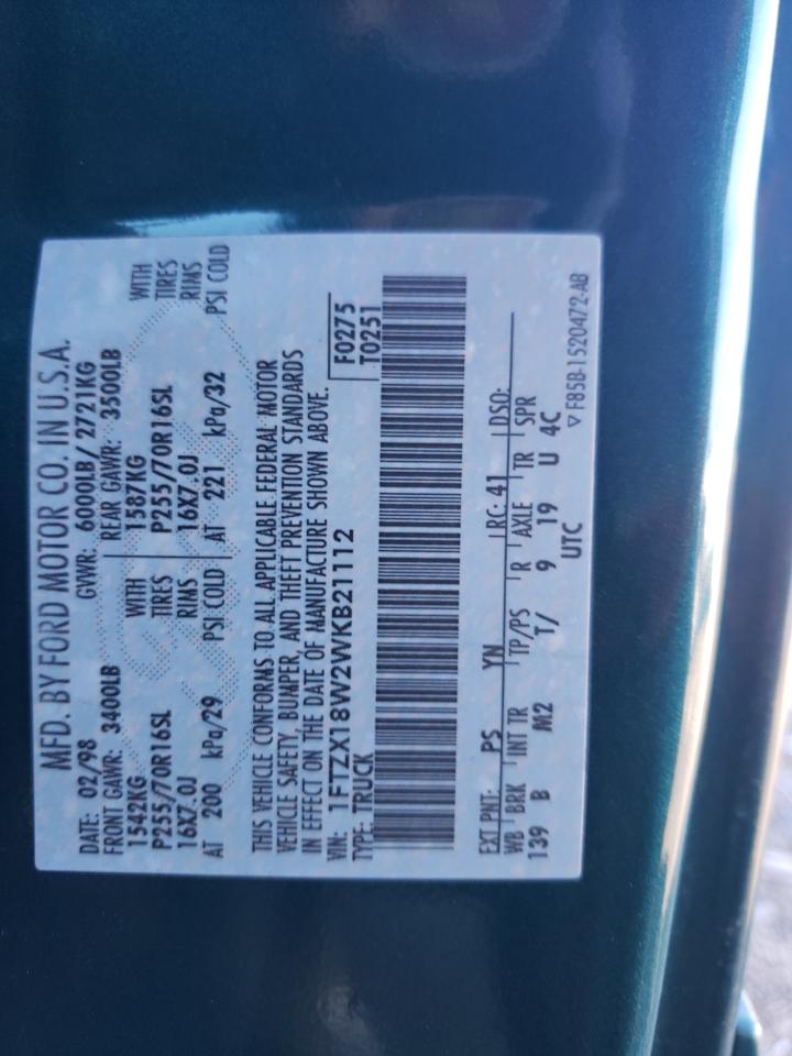 1FTZX18W2WKB21112 1998 Ford F150