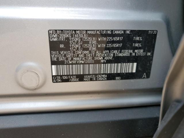 2021 Toyota Rav4 Xle VIN: 2T3W1RFV9MW120055 Lot: 44699704