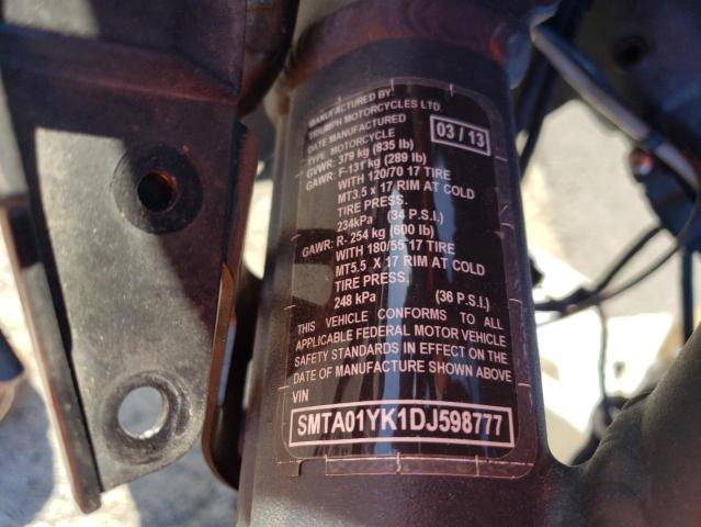 2013 TRIUMPH MOTORCYCLE DAYTONA 67 SMTA01YK1DJ598777