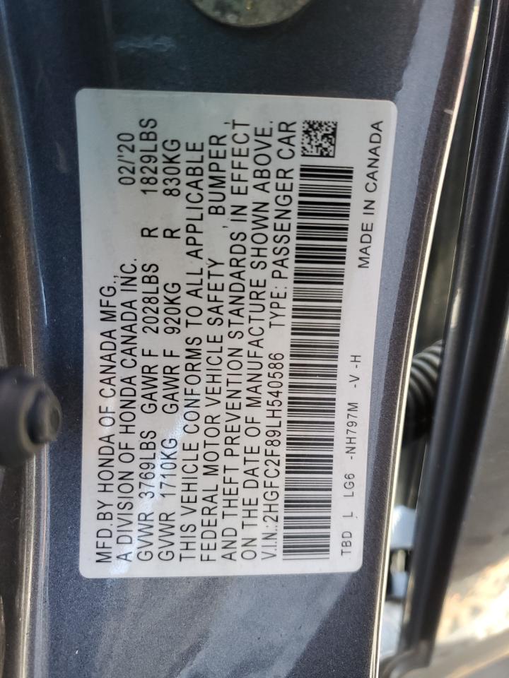 2HGFC2F89LH540586 HONDA CIVIC 2020