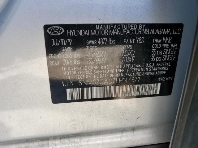 2020 Hyundai Santa Fe Se VIN: 5NMS2CAD7LH144672 Lot: 44395204