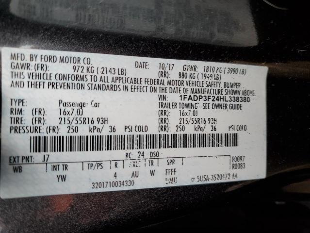 2017 FORD FOCUS SE 1FADP3F24HL338380