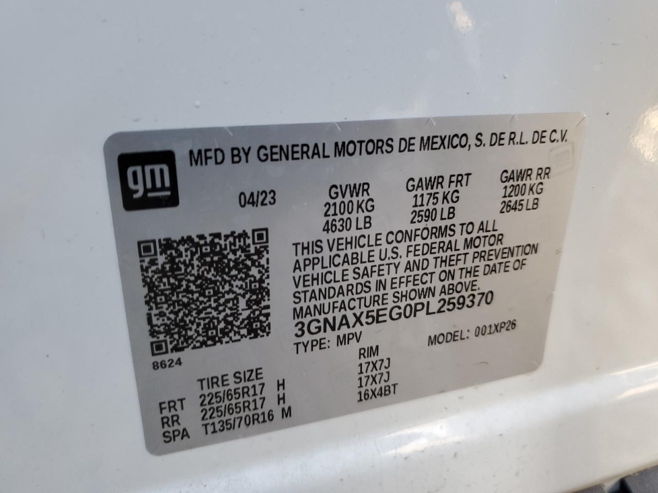 3GNAX5EG0PL259370 CHEVROLET EQUINOX 2023