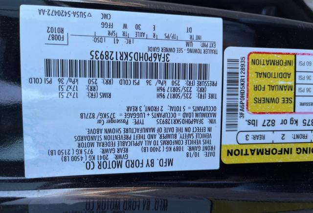 2019 FORD FUSION SE 3FA6P0HD5KR128935