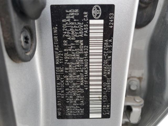 2022 TOYOTA CAMRY XLE 4T1F11AK5NU014632