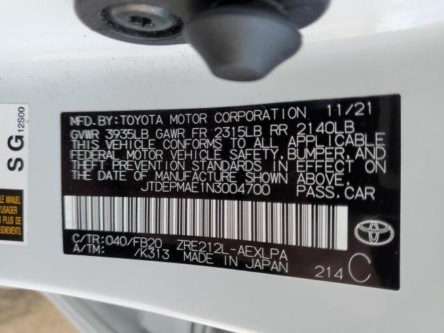 2022 TOYOTA COROLLA LE JTDEPMAE1N3004700
