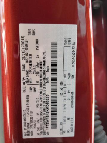 2019 FORD F150 SUPER 1FTEW1E42KKD63235