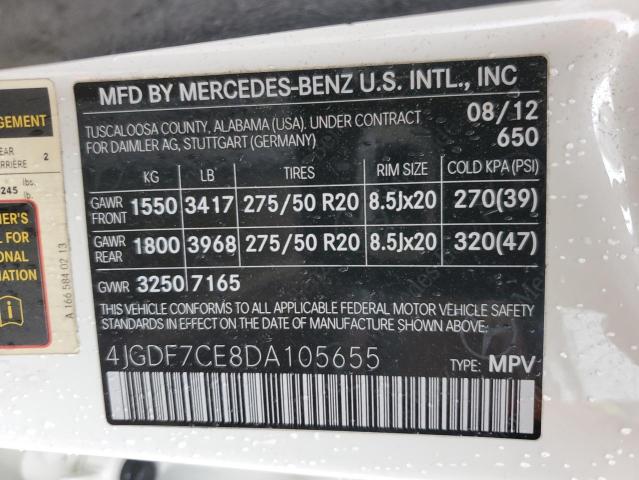 VIN 4JGDF7CE8DA105655 2013 Mercedes-Benz GL-Class, ... no.13