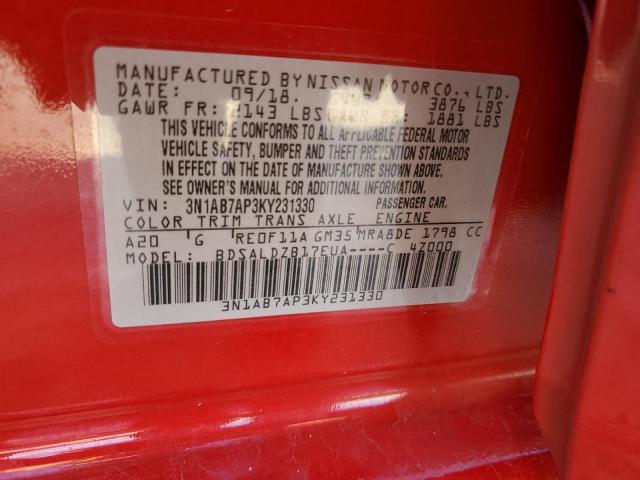 2019 NISSAN SENTRA S 3N1AB7AP3KY231330
