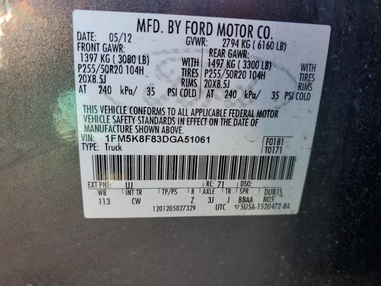 1fm5k8f83dga51061 1FM5K8F83DGA51061 2013 Ford Explorer Limited