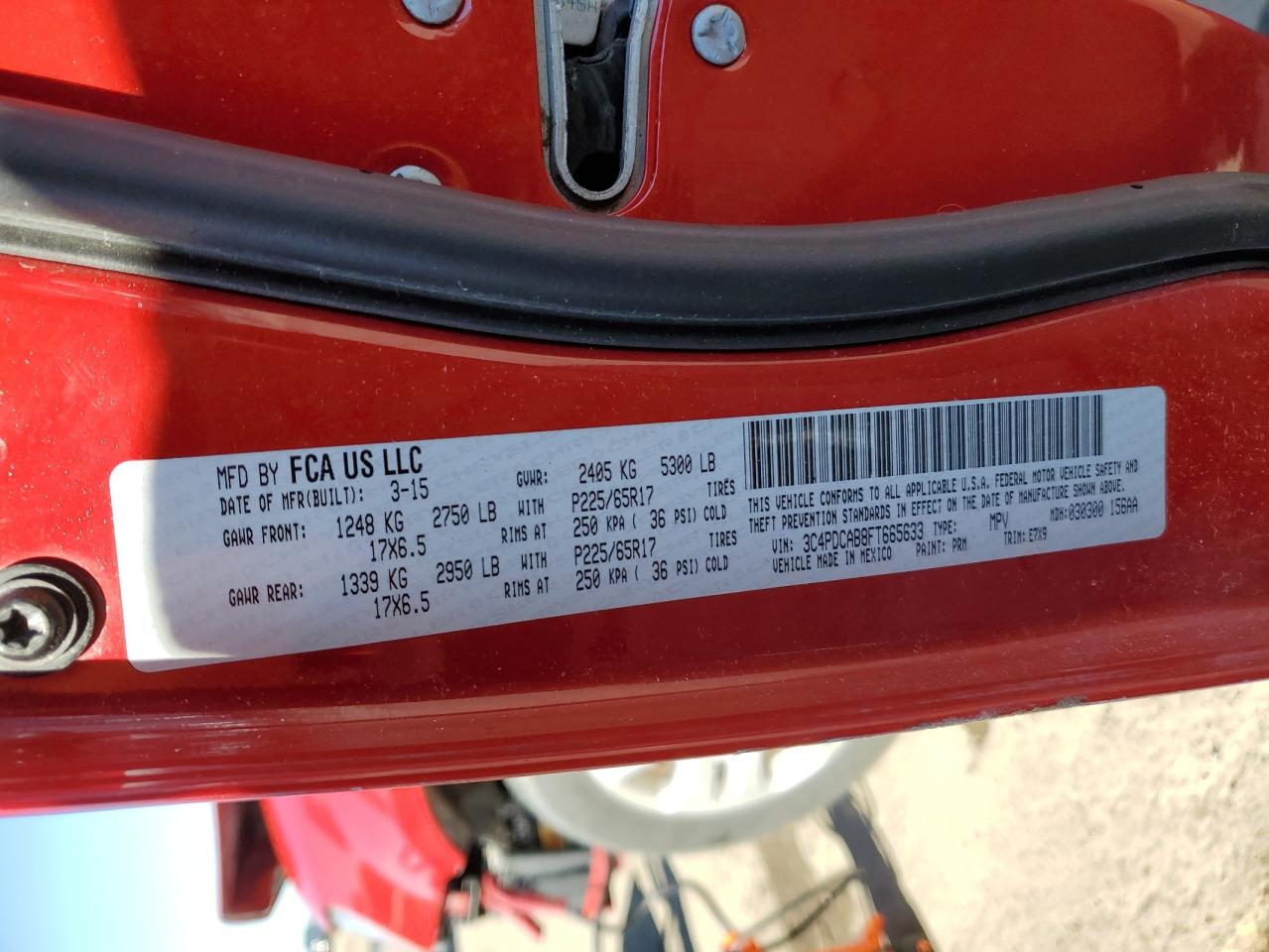 3C4PDCAB8FT665633 2015 Dodge Journey Se