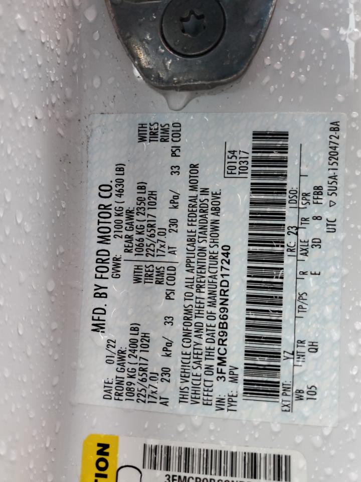 3FMCR9B69NRD17240 FORD BRONCO 2022
