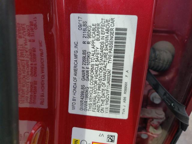 2018 HONDA ACCORD LX 1HGCV1F11JA003247