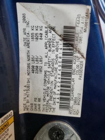 2009 Mitsubishi Eclipse Gs VIN: 4A3AK24F49E014165 Lot: 43047334