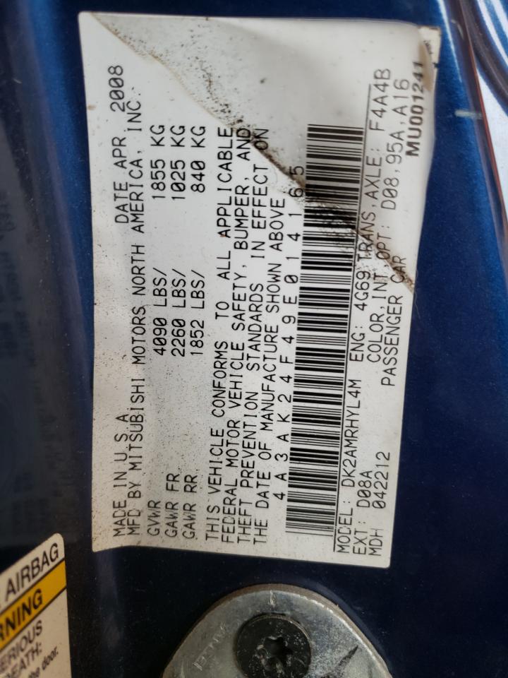 4A3AK24F49E014165 2009 Mitsubishi Eclipse Gs