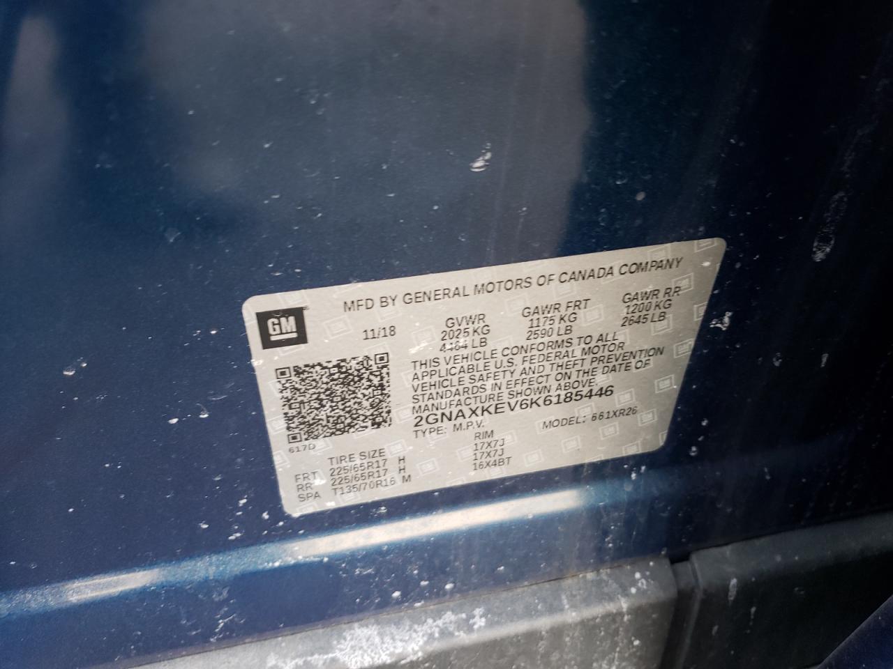 2GNAXKEV6K6185446 CHEVROLET EQUINOX 2019