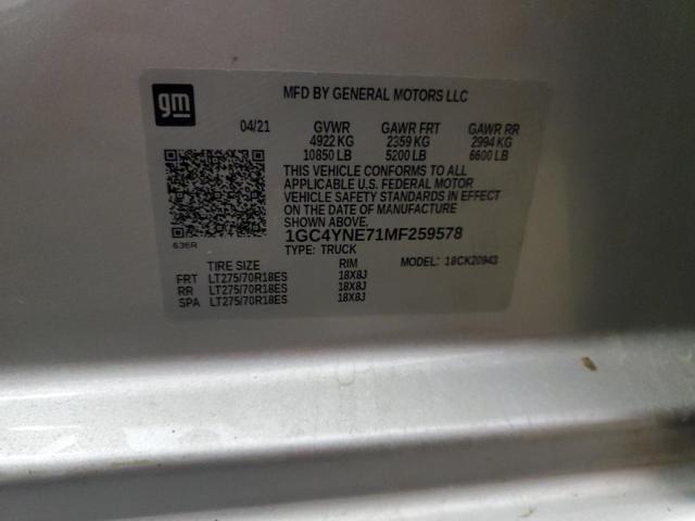 2021 Chevrolet Silverado K2500 Heavy Duty Lt VIN: 1GC4YNE71MF259578 Lot: 39196774