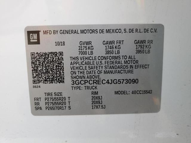 2018 CHEVROLET SILVERADO 3GCPCREC4JG573090