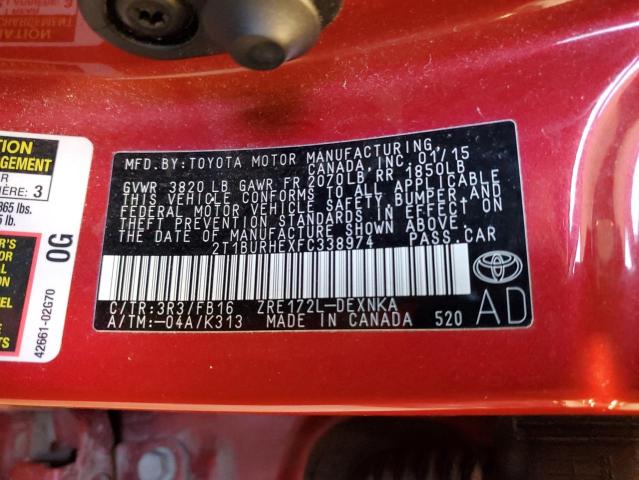 2015 TOYOTA COROLLA L 2T1BURHEXFC338974