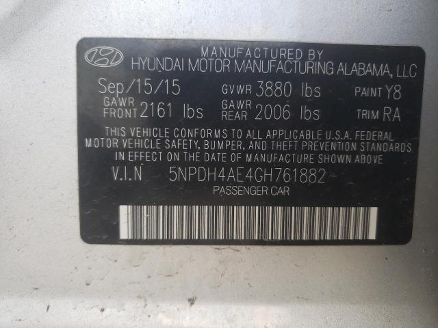 2016 HYUNDAI ELANTRA SE 5NPDH4AE4GH761882
