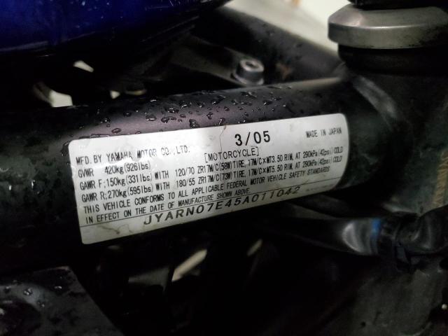 2005 YAMAHA FZS10 JYARN07E45A011042