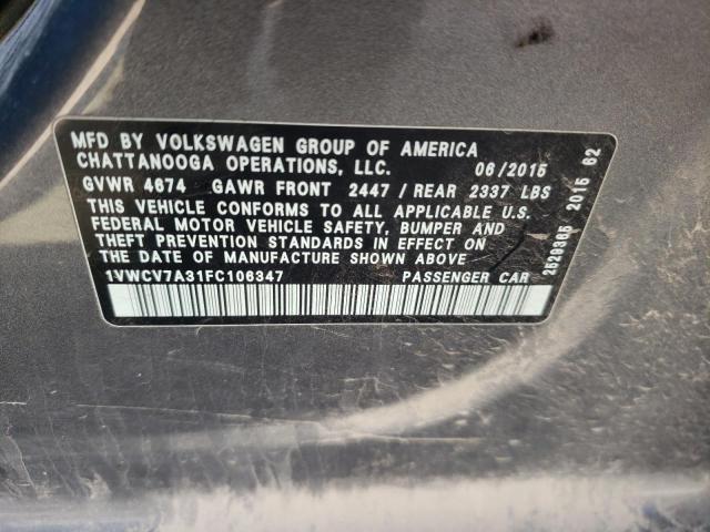 2015 VOLKSWAGEN PASSAT SEL - 1VWCV7A31FC106347