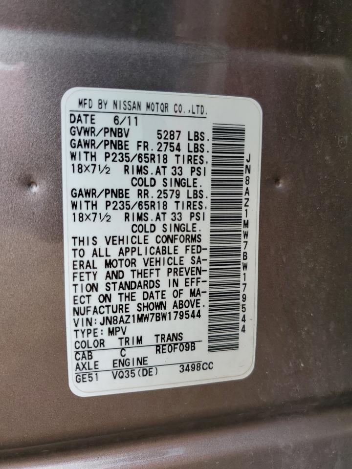 JN8AZ1MW7BW179544 2011 Nissan Murano S