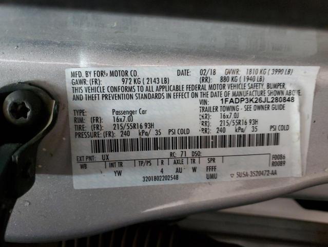 2018 FORD FOCUS SE 1FADP3K26JL280848