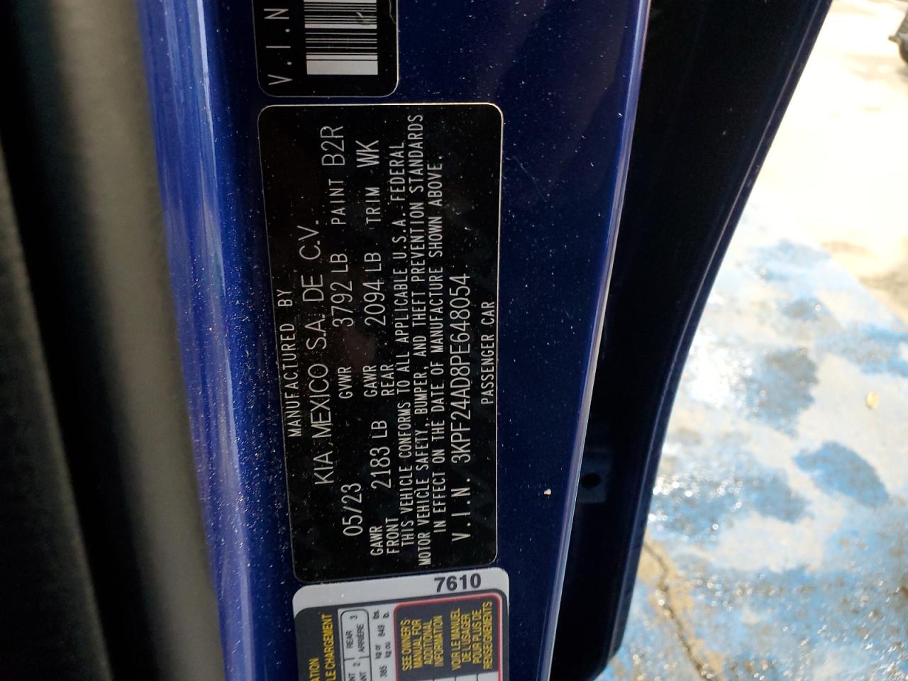 3KPF24AD8PE648054 2023 Kia Forte Lx