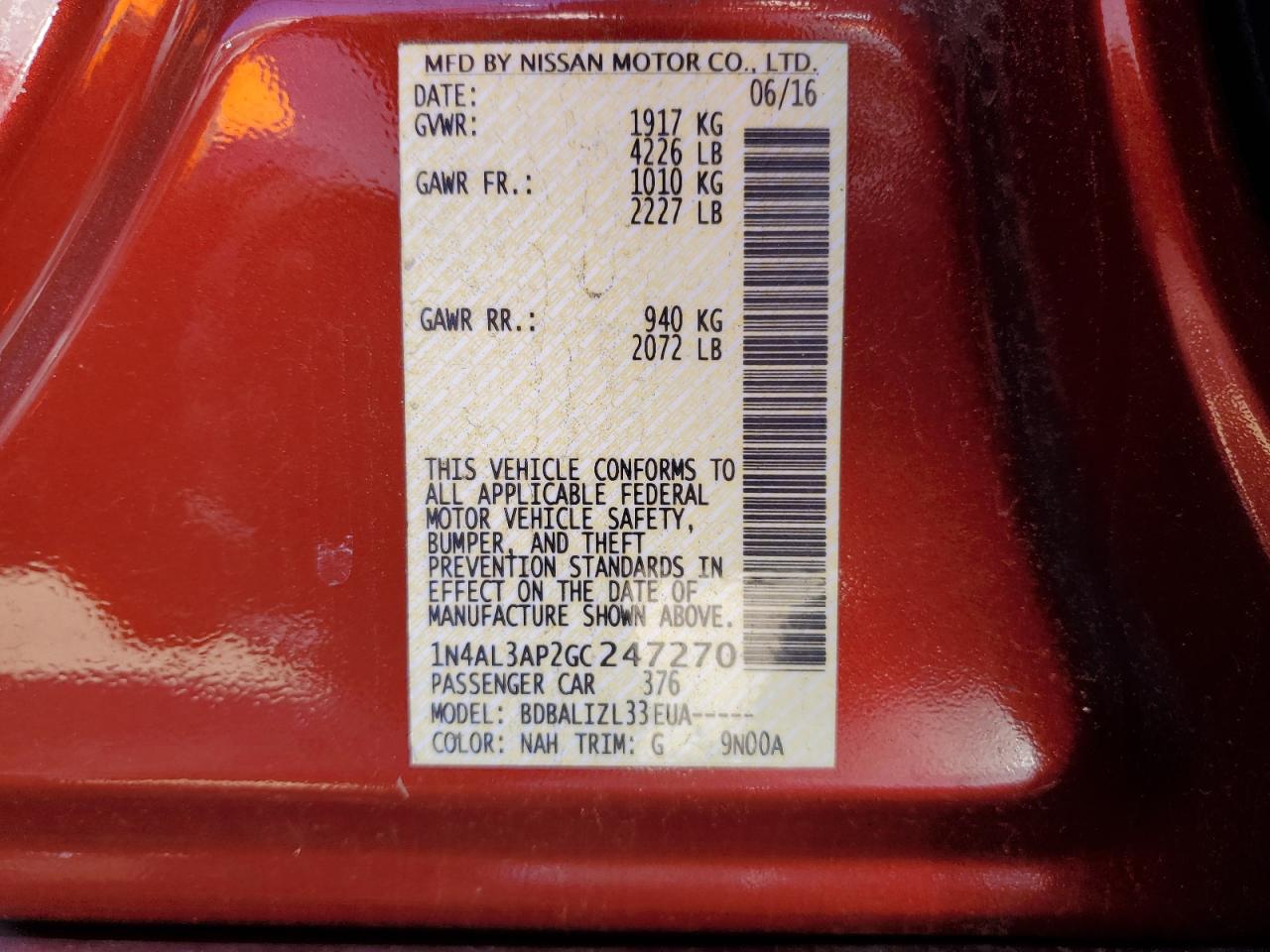 1N4AL3AP2GC247270 NISSAN ALTIMA 2016