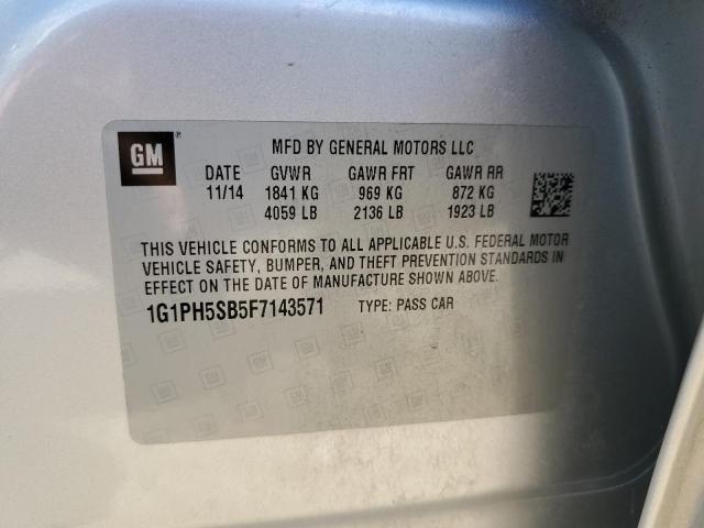 2015 CHEVROLET CRUZE 4D 1G1PH5SB5F7143571