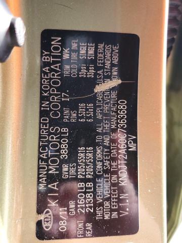 2012 Kia Soul + VIN: KNDJT2A60C7363680 Lot: 39243765