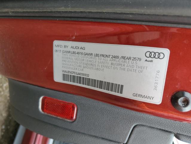 2018 AUDI A5 PREMIUM WAUENCF53JA039332