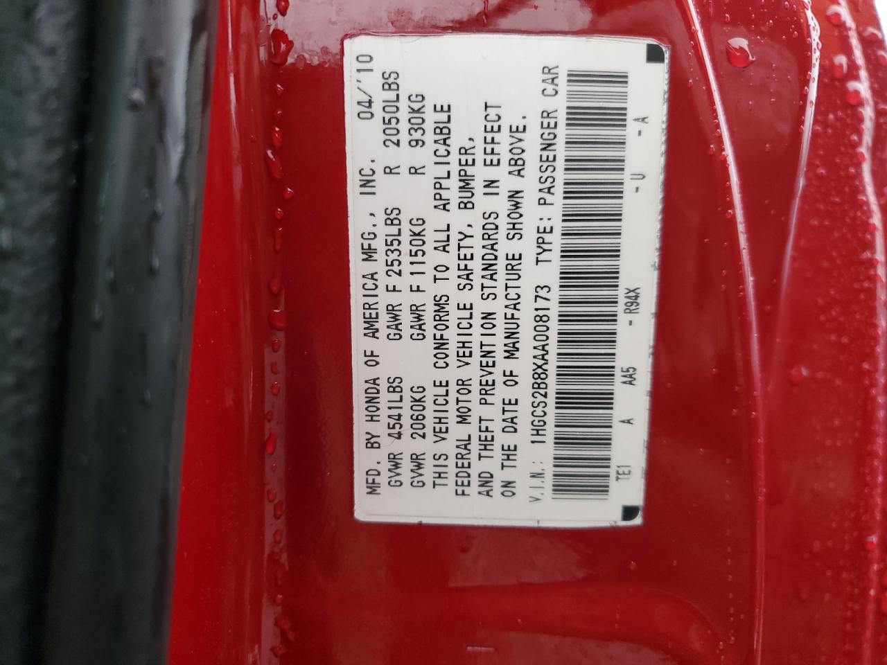 1HGCS2B8XAA008173 2010 Honda Accord Exl